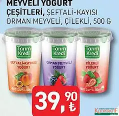 TARIM KREDİ MEYVELİ YOĞURT ÇEŞİTLERİ 500 G fiyat ve kampanya bilgisi